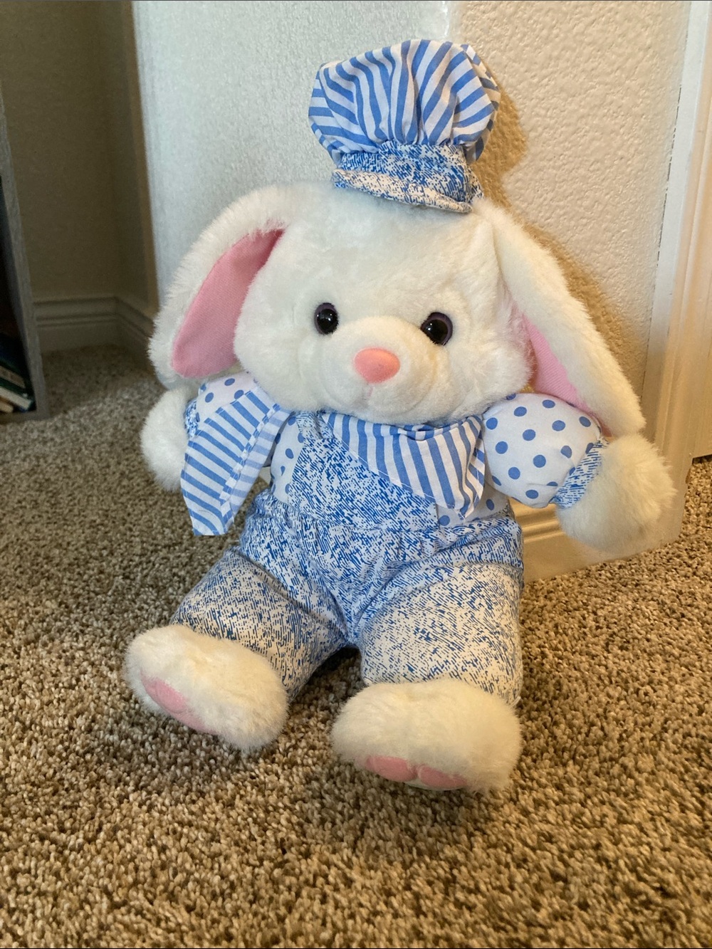 Vintage white plush bunny rabbit soft toy